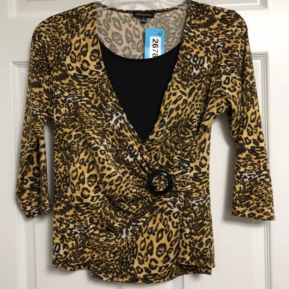 Notations Leopard Print Blouse (M) - image 1